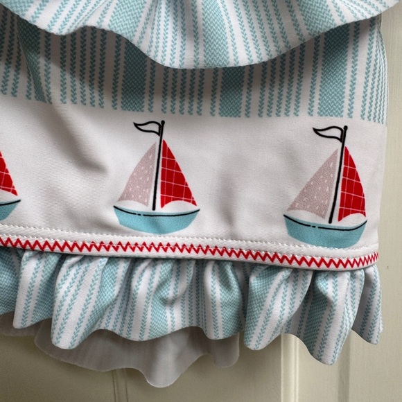 NWOT Marie Nicole 3T Girls Sailboat Ruffle Bikini Top Bathingsuit Swimsuit - Picture 2 of 5